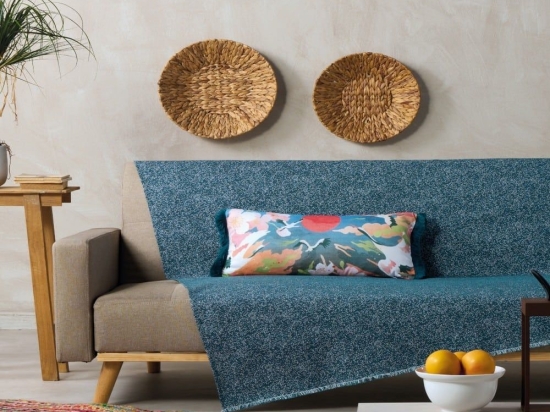 Ριχτάρι Liberty 01 Petrol Kentia Διθέσιο 180x240cm Βαμβάκι-Πολυέστερ