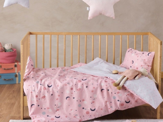 Παπλωματοθήκη Βρεφική Laluna (Σετ 2τμχ) Pink Kentia 100x140cm 100% Βαμβάκι