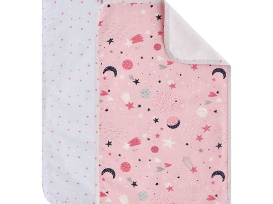 Σελτεδάκια Βρεφικά Laluna (Σετ 2τμχ) Pink-White Kentia 72x42cm 100% Βαμβάκι