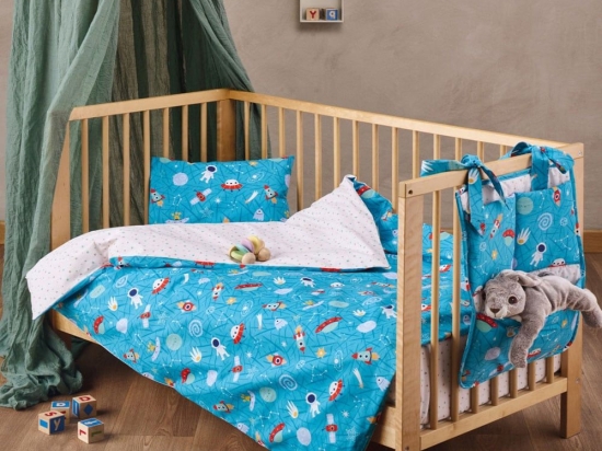 Σεντόνια Βρεφικά Comet (Σετ 2τμχ) Blue-Multi Kentia Λίκνου 60x120cm 100% Βαμβάκι