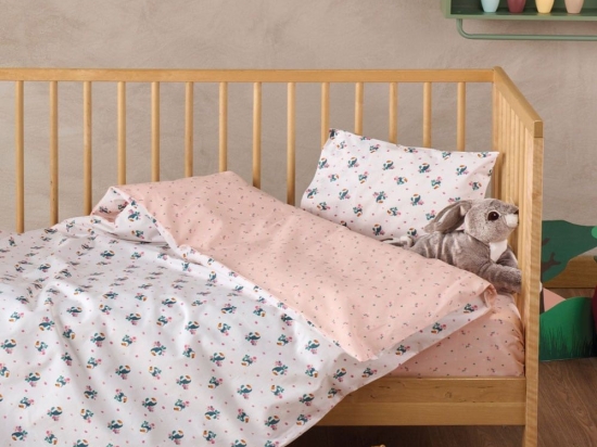 Σεντόνια Βρεφικά Taiko (Σετ 3τμχ) Light Pink Kentia Κούνιας 120x170cm 100% Βαμβάκι