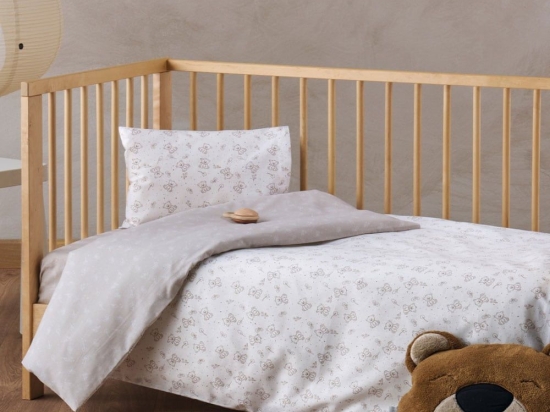 Σεντόνια Βρεφικά Poope (Σετ 3τμχ) Beige Kentia Κούνιας 120x170cm 100% Βαμβάκι