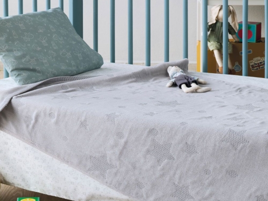 Κουβέρτα Βρεφική Ματλασέ Dione Grey Kentia Κούνιας 100x140cm 100% Βαμβάκι