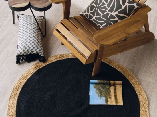 Χαλάκι Yute 252 Black-Natural Kentia 120X120cm Round