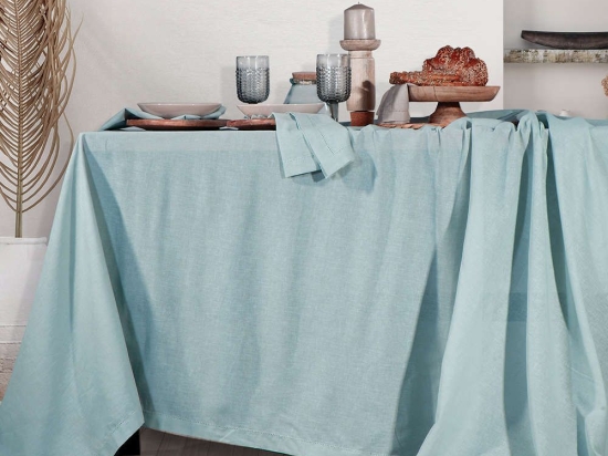 Τραπεζομάντηλο Cotton-Linen Aqua Nef-Nef 150Χ300 Βαμβάκι-Λινό