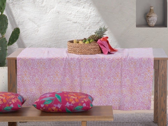 Τραπεζομάντηλο Roman Fuchsia Nef-Nef 140Χ140 Βαμβάκι-Πολυέστερ