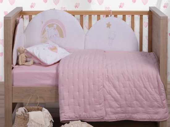 Κουβερλί Βρεφικό Shy Pink Nef-Nef Λίκνου 80x110cm Microfiber-Polyester