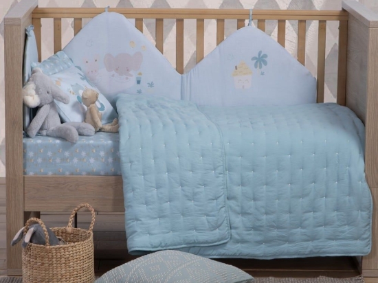 Κουβερλί Βρεφικό Shy Aqua Nef-Nef Λίκνου 80x110cm Microfiber-Polyester