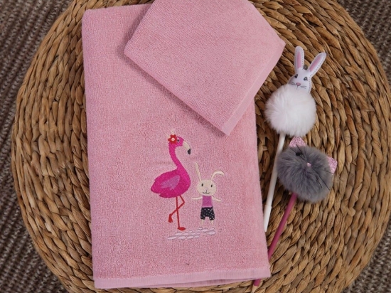 Πετσέτες Παιδικές Animals Team (Σετ 2τμχ) Pink Nef-Nef Σετ Πετσέτες 70x140cm 100% Βαμβάκι