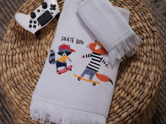 Πετσέτες Παιδικές Skate With Style (Σετ 2τμχ) Grey Nef-Nef Σετ Πετσέτες 70x140cm 100% Βαμβάκι