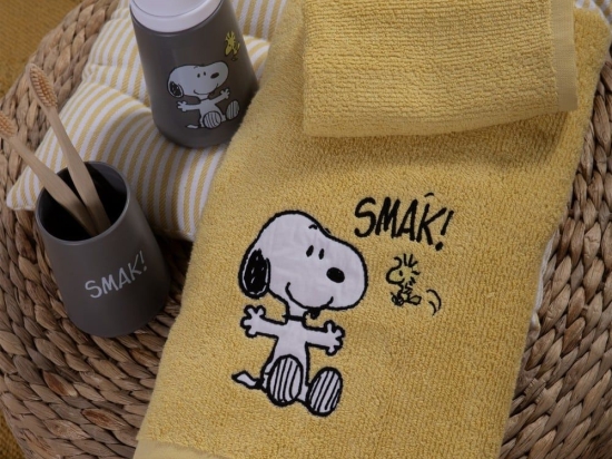 Πετσέτες Παιδικές Snoopy Smak (Σετ 2τμχ) Yellow Nef-Nef Σετ Πετσέτες 70x140cm 100% Βαμβάκι