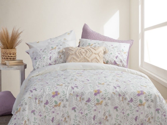 Σεντόνια Spring Mood (Σετ 4τμχ) Mauve Nef-Nef Υπέρδιπλο 240x270cm 100% Βαμβάκι
