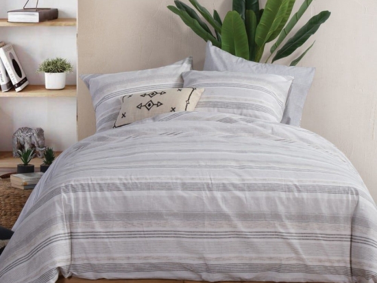 Σεντόνια Canfield Με Λάστιχο (Σετ 4τμχ) Grey Nef-Nef King Size 180x235cm 100% Βαμβάκι