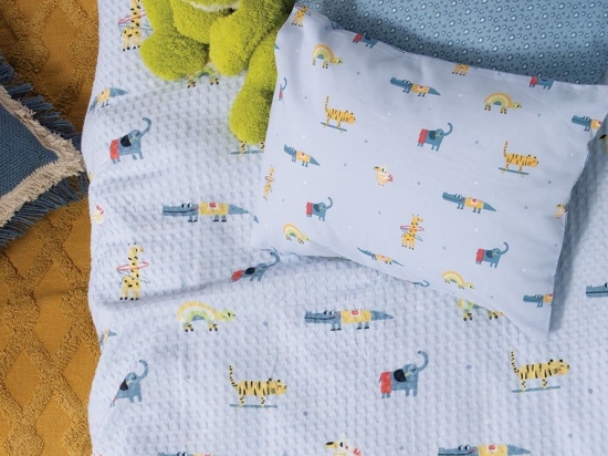 Κουβέρτα Βρεφική Πικέ Funtastic Light Blue Nef-Nef Κούνιας 110x150cm 100% Βαμβάκι