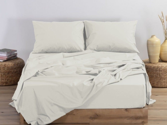 Σεντόνι Basic Με Λάστιχο Ecru Nef-Nef Διπλό 140x230cm 100% Βαμβάκι