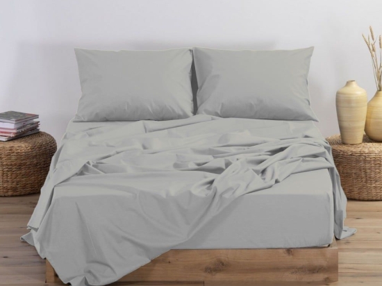 Σεντόνι Basic Με Λάστιχο Silver Nef-Nef Διπλό 140x230cm 100% Βαμβάκι