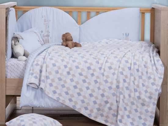 Κουβέρτα Βρεφική Fleece Sweet Rhombus Blue Nef-Nef Homeware Αγκαλιάς 75x110cm Πολυέστερ