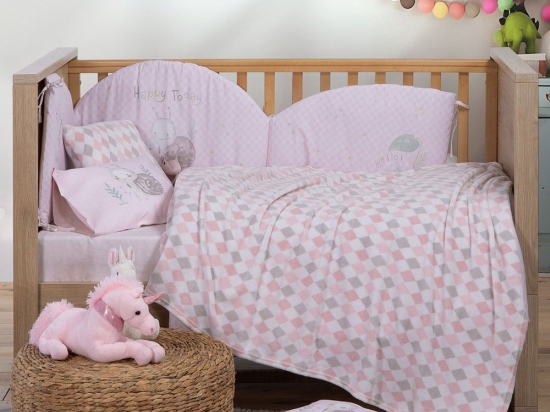 Κουβέρτα Βρεφική Fleece Sweet Rhombus Pink Nef-Nef Homeware Αγκαλιάς 110x150cm Πολυέστερ