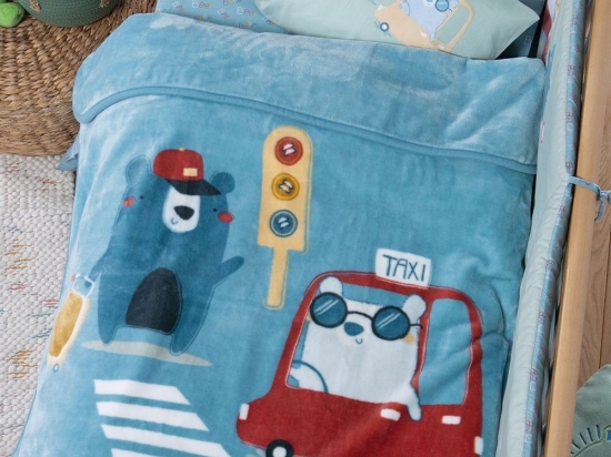 Κουβέρτα Βρεφική Traffic Aqua Nef-Nef Homeware Αγκαλιάς 75x100cm 100% Βαμβάκι