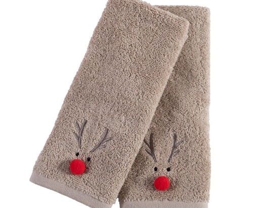 Πετσέτες Χριστουγεννιάτικες Funny Reindeer (Σετ 2τμχ) Beige Nef-Nef Homeware Σετ Πετσέτες 30x50cm