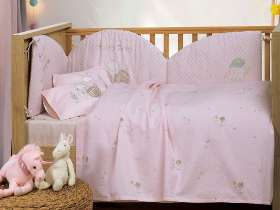 Σεντόνια Βρεφικά Cute Snail (Σετ 3τμχ) Pink Nef-Nef Homeware Κούνιας 120x170cm 100% Βαμβάκι