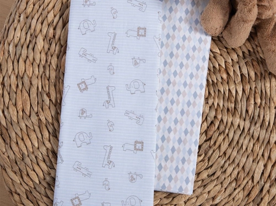 Σεντόνια Βρεφικά Favorite Toys (Σετ 2τμχ) Light Blue Nef-Nef Homeware Λίκνου 70x120cm 100% Βαμβάκι