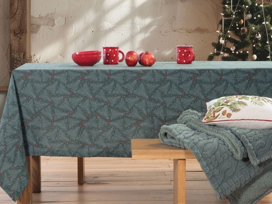 Τραπεζομάντηλο Χριστουγεννιάτικο December Forest Green Nef-Nef Homeware 140X240