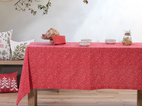 Τραπεζομάντηλο Χριστουγεννιάτικο Grace Red Nef-Nef Homeware 140Χ140