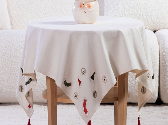 Τραπεζοκαρέ Χριστουγεννιάτικο Christmas Is All Around Ecru Nef-Nef Homeware 100X100cm