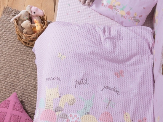 Κουβέρτα Βρεφική Πικέ Mon Petit Jardin Lilac Nef-Nef Homeware Cuddle 80x110cm 100% Βαμβάκι