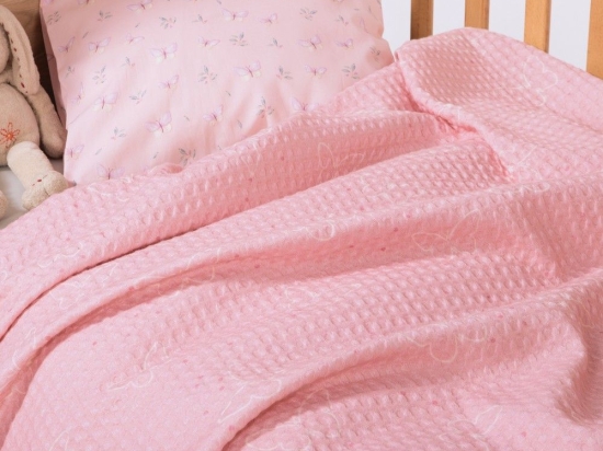 Κουβέρτα Βρεφική Πικέ Wings Of Joy Pink Nef-Nef Homeware Αγκαλιάς 80x110cm 100% Βαμβάκι