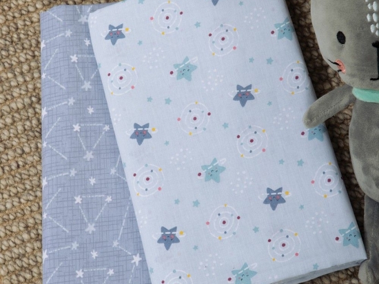 Σεντόνια Βρεφικά Explore The Universe (Σετ 2τμχ) Light Blue Nef-Nef Homeware Λίκνου 70x120cm 100% Βαμβάκι