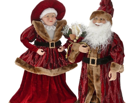 Χριστουγεννιάτικη Φιγούρα Ζευγάρι Mr&Mrs Santa (Σετ 2Τμχ) 79153 65cm Bordeaux