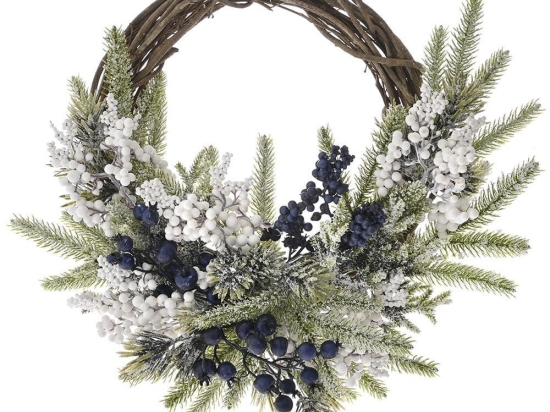 Χριστουγεννιάτικο Στεφάνι Χιονισμένο Με Berries 81594 45cm Multi