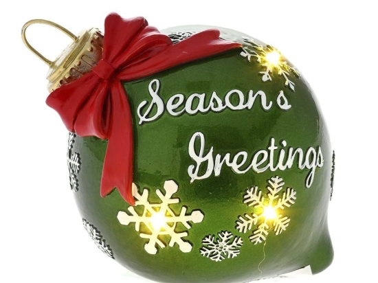 Χριστουγεννιάτικη Μπάλα Φωτιζόμενη Season's Greeting 82250 13x11cm Green-Red