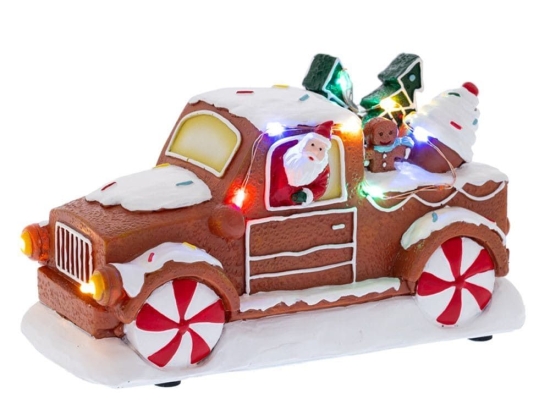 Χριστουγεννιάτικη Φιγούρα Gingerbread Αμάξι Φωτιζόμενο 87127 18x10x11cm Με Μπαταρίες Multi