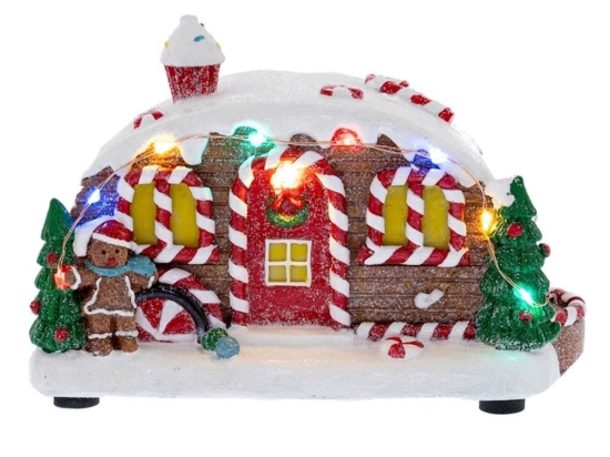 Χριστουγεννιάτικη Φιγούρα Gingerbread Τροχόσπιτο 87128 19x10x11cm Με Μπαταρίες Multi