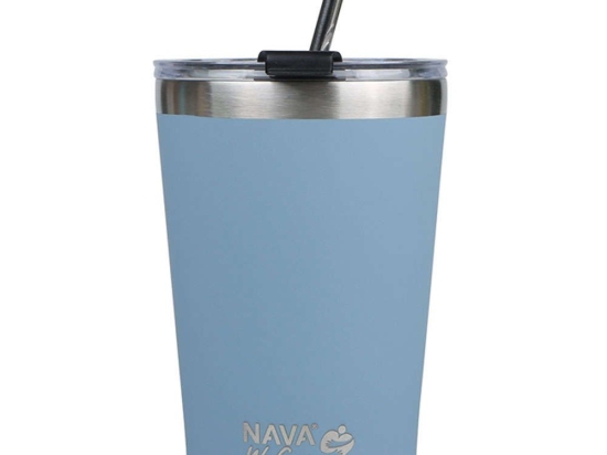 Ποτήρι - Θερμός Με Καλαμάκι We Care 10-262-111 9,5x9x13,5cm 450ml Blue Nava