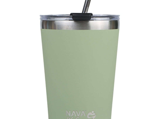 Ποτήρι - Θερμός Με Καλαμάκι We Care 10-262-112 9,5x9x13,5cm 450ml Green Nava