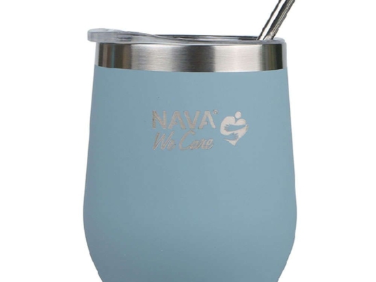 Ποτήρι - Θερμός Με Καλαμάκι We Care 10-262-101 Φ9x14cm 360ml Blue Nava