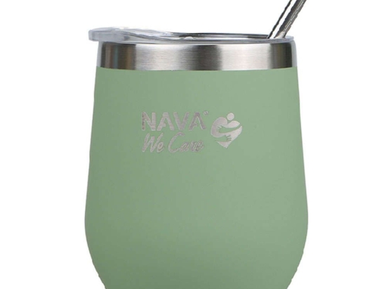 Ποτήρι - Θερμός Με Καλαμάκι We Care 10-262-102 Φ9x14cm 360ml Green Nava