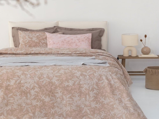 Σεντόνια FL6230 Με Λάστιχο (Σετ 4τμχ) Beige Palamaiki Υπέρδιπλο 170x230cm 100% Βαμβάκι