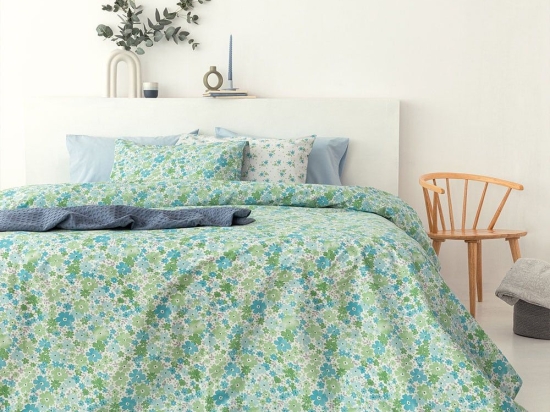 Σεντόνια FL6232 (Σετ 4τμχ) Green-Blue Palamaiki Υπέρδιπλo 240x260cm 100% Βαμβάκι