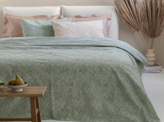 Σεντόνια FL6237 (Σετ 4τμχ) Green Palamaiki Διπλό 200x260cm 100% Βαμβάκι