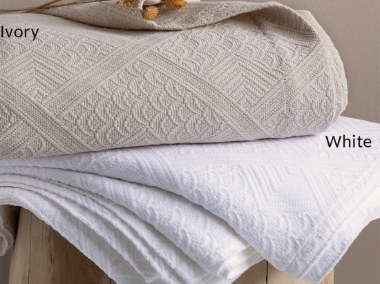 Κουβέρτα Carla Ivory Palamaiki Μονό 170x260cm 100% Βαμβάκι
