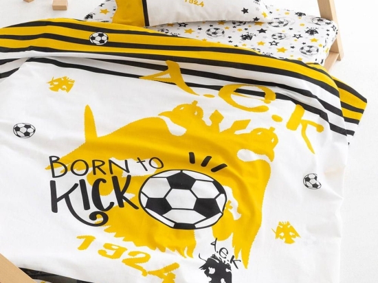 Σεντόνια Βρεφικά Aek 1924 Aek8 (Σετ 3τμχ) Yellow-Black Palamaiki Κούνιας 130x170cm 100% Βαμβάκι