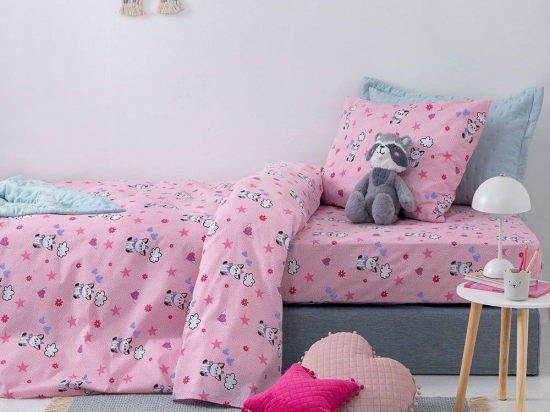 Σεντόνια Βρεφικά MK765 Με Λάστιχα (Σετ 3τμχ) Pink Palamaiki Κούνιας 70x155cm 100% Βαμβάκι
