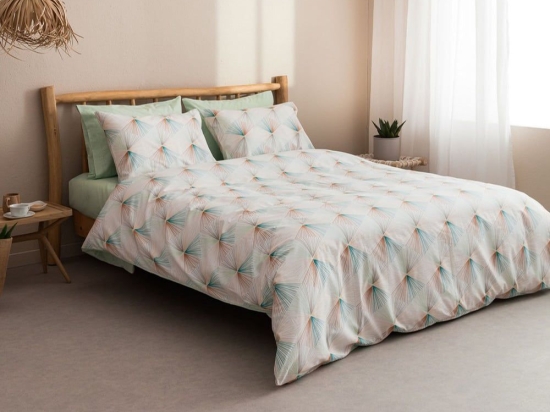 Σεντόνια Electra-1 Με Λάστιχο (Σετ 4τμχ) Green Vesta Home Υπέρδιπλo 160x225cm 100% Βαμβάκι