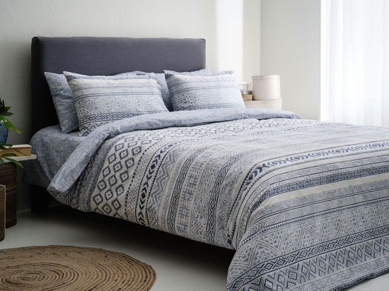 Σεντόνια Amorgos-1 (Σετ 4τμχ) Blue Vesta Home King Size 270x260cm 100% Βαμβάκι
