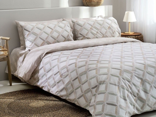 Σεντόνια Rombi-1 (Σετ 4τμχ) Beige Vesta Home King Size 270x270cm 100% Βαμβάκι